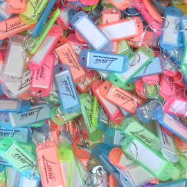 1000 Adet Baskılı Karışık Renkli  Plastik Anahtarlık